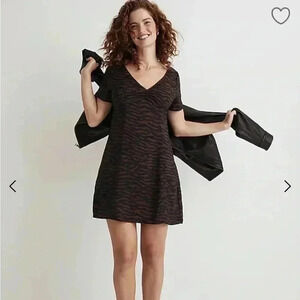 Madewell V-Neck Mini Dress in Abstract Animal Print Cheetah Leopard